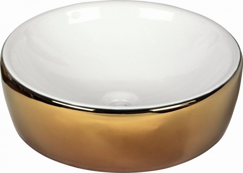 LAVABO CERAMICO 43,5X43,5X13,5 WHITE AND GOLD 186924 (CERAMICA+PVD DORADO) - DBE